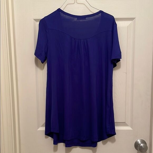 NEW Ca Kra Short Sleeve Shirt Flowy Relaxed Henley Cobalt Blue Women's Small NWT - Picture 3 of 4